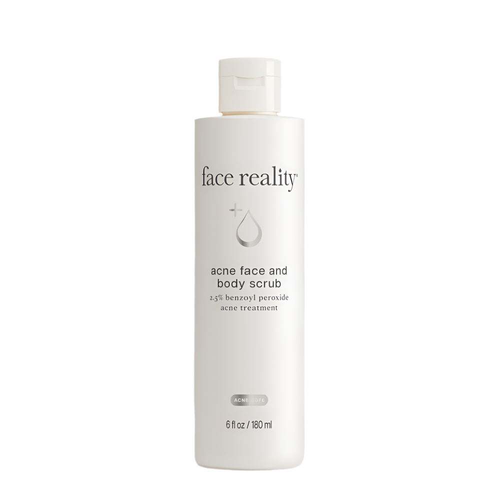 Face Reality Acne Face and Body Scrub with benzoyl peroxide for acne-prone skin